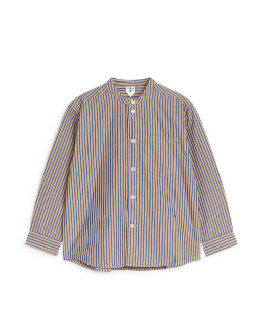 ARKET Gray Collarless Cotton Shirt for men