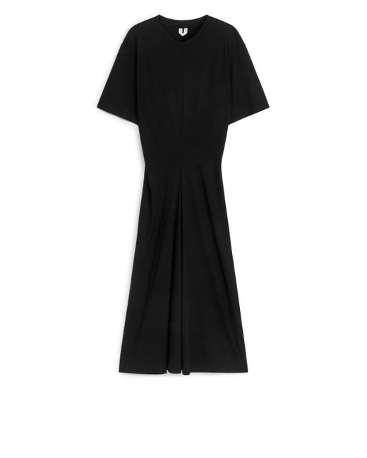 ARKET Black Viscose Crêpe T-shirt Dress