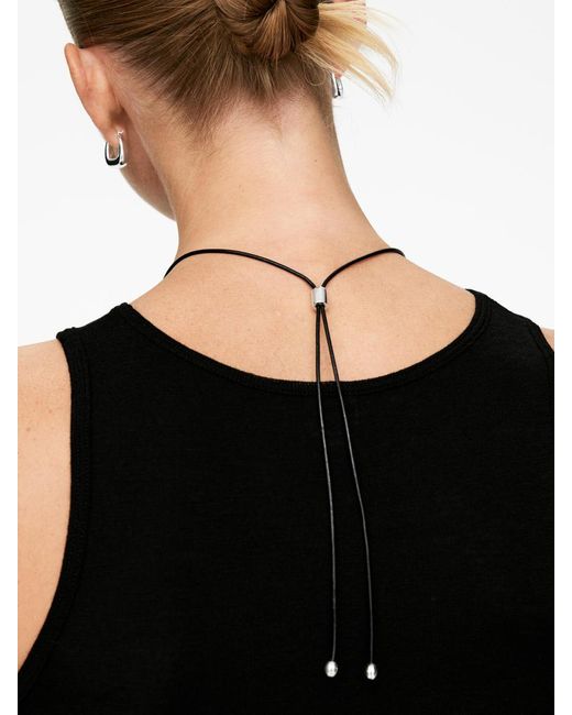 ARKET Black Leather Cord Pendant Necklace