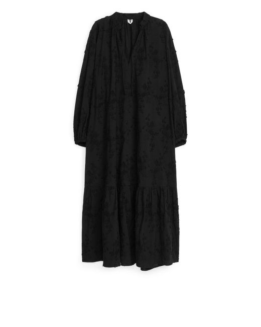 ARKET Black Embroidered Maxi Dress