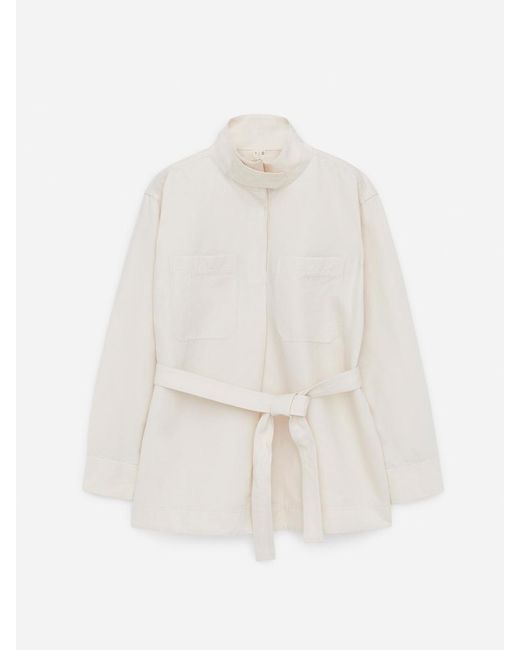 ARKET White Linen Blend Pop-Over Shirt
