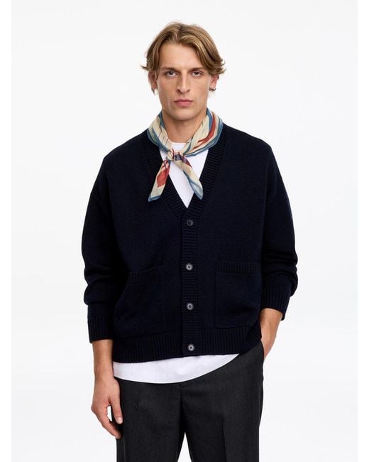 ARKET Blue Checked Wool Scarf for men