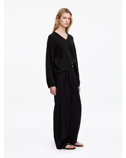 ARKET Black Alpaca-Wool Blend V-Neck Jumper