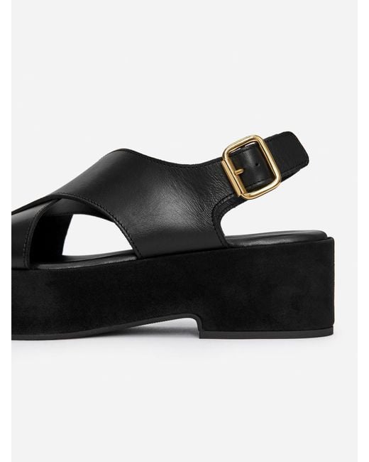 ARKET Black Leather Wedge Sandals