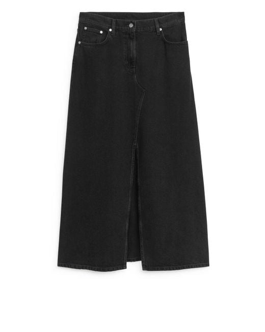 ARKET Black Maxi Denim Skirt
