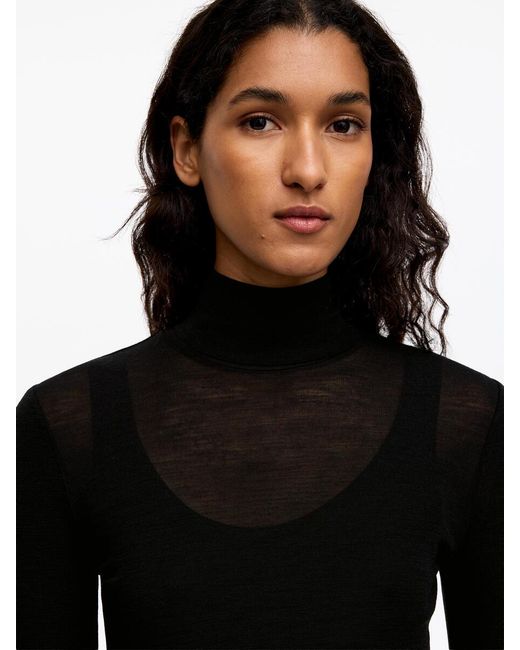 ARKET Black Roll-Neck Wool Top