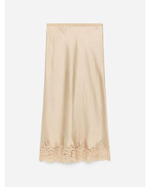 ARKET Natural Lace-Detail Satin Skirt