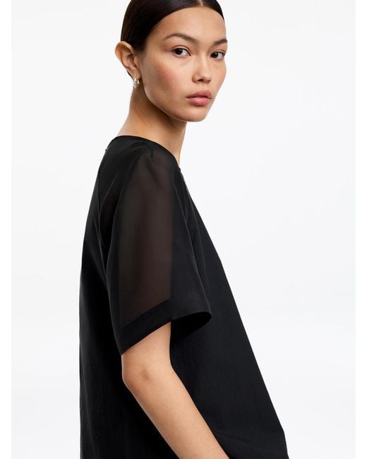 ARKET Black Cotton-Silk Top