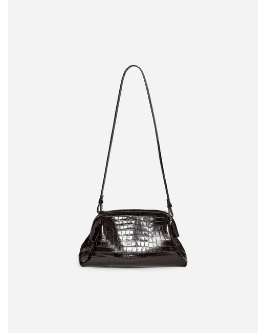 ARKET Black Croco-Embossed Clutch