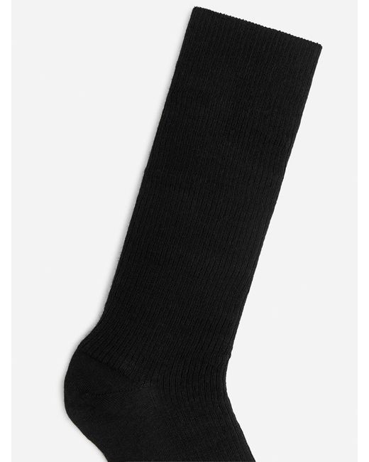ARKET Black Ribbed Wool-Blend Socks