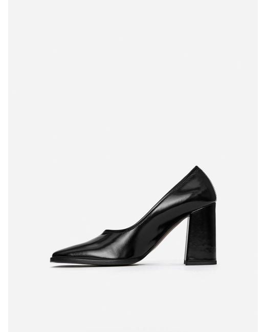 ARKET White Block Heel Leather Pumps