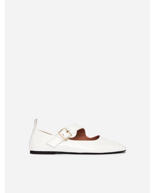 ARKET White Lacquered Leather Ballet Flats