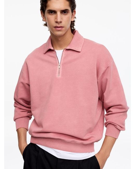 ARKET Pink Half-Zip Sweatshirt for men