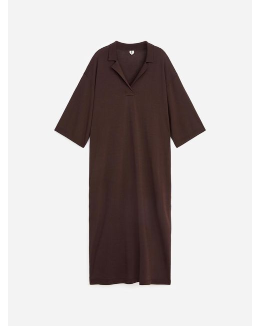 ARKET Brown Relaxed Fine-Knit Dress