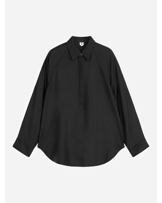 ARKET Black Silk Twill Shirt