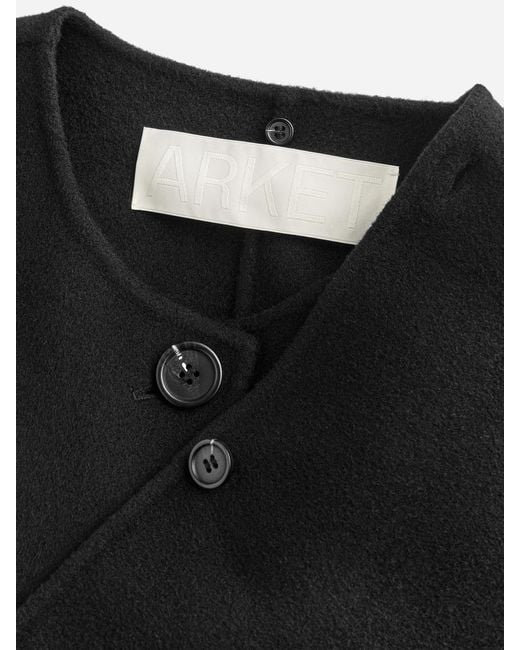 ARKET Black Doublé Wool-Blend Cape Coat