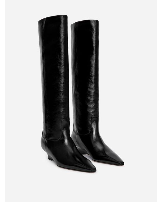 ARKET Black Glossy Leather Boots