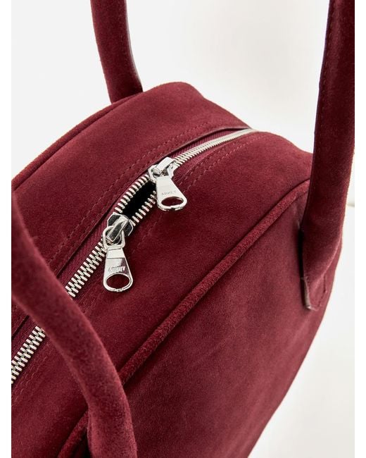 ARKET Red Split Suede Bowling Bag