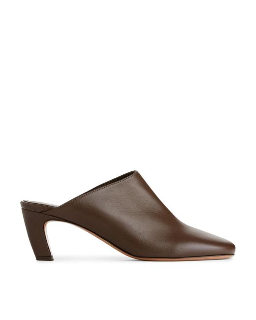 ARKET Brown Heeled Leather Mules