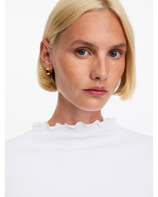 ARKET White Frilled Jersey Top