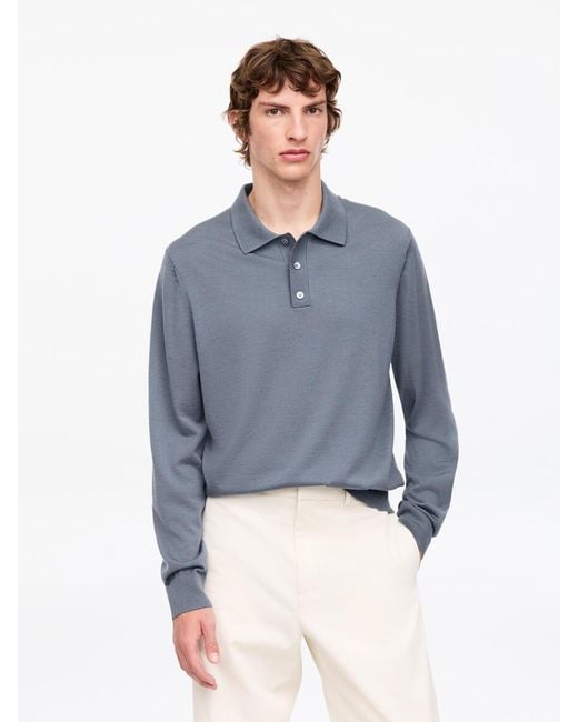 ARKET Blue Merino Polo Jumper for men