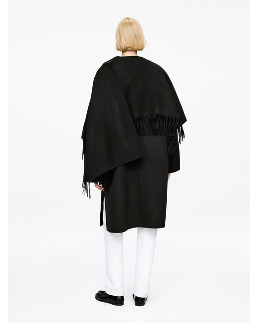 ARKET Black Doublé Wool-Blend Cape Coat
