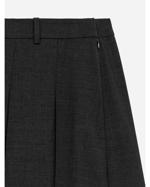 ARKET Black Pleated Wool Blend Skirt