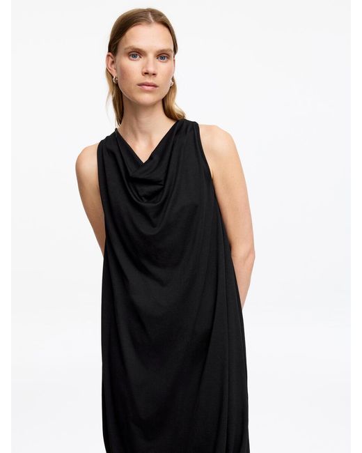 ARKET Black Draped Balloon Dress