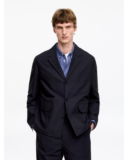ARKET Blue Cotton Hopsack Blazer for men