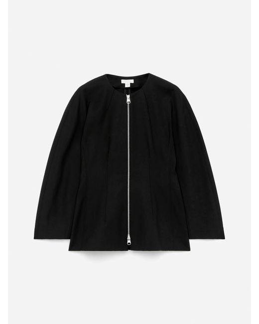 ARKET Black Zip-Up Peplum Top
