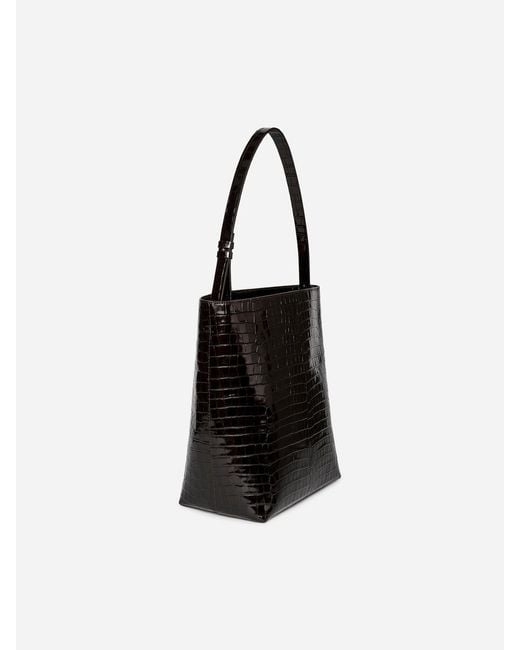 ARKET Black Croc-Effect Leather Tote