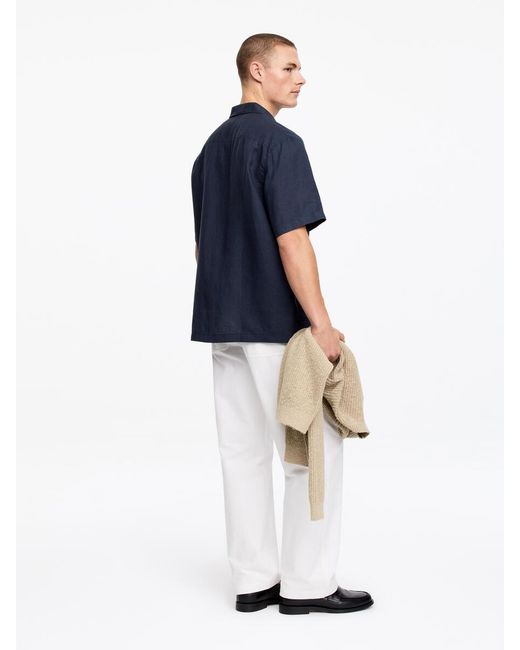 ARKET Blue Relaxed Linen Resort Shirt for men