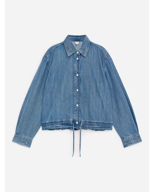ARKET Blue Drawstring Denim Blouse