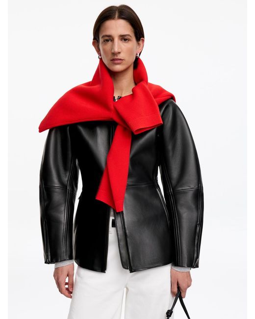 ARKET Black Sculptural Leather Jacket