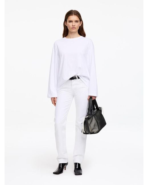 ARKET White Leather-Detail Mesh Tote Bag