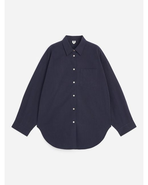 ARKET Blue Batwing-Sleeve Shirt