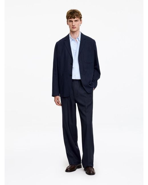 ARKET Blue Wide Hopsack Pull-On Trousers for men