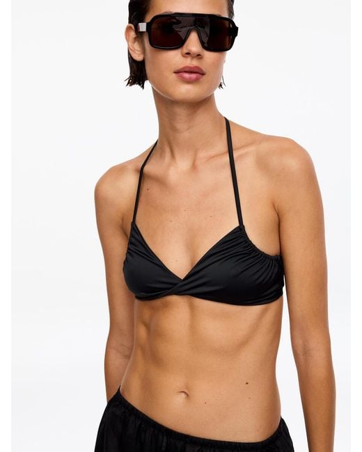 ARKET White Gathered Triangle Bikini Top