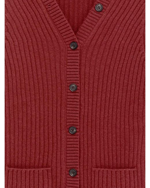 ARKET Red Rib-Knit Cardigan