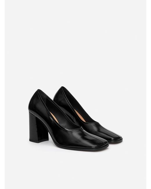 ARKET White Block Heel Leather Pumps