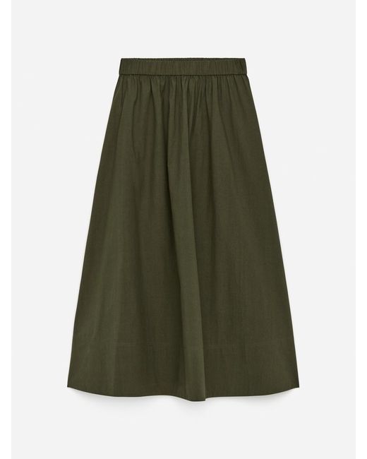 ARKET Green A-Line Cotton Skirt
