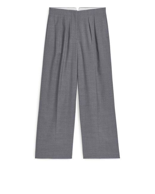 ARKET Gray Low-waist Flannel Trousers