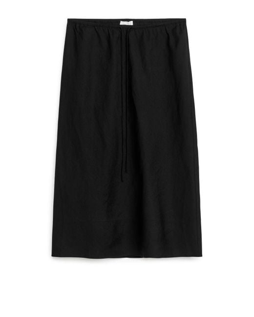 ARKET Black Drawstring Linen-blend Skirt