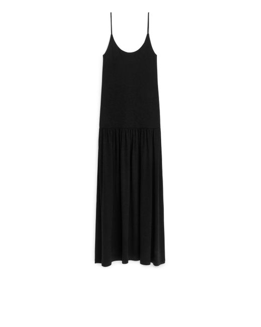 ARKET Black Scoop-neck Jersey Dress