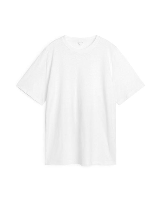 ARKET White Oversized Linen-blend T-shirt