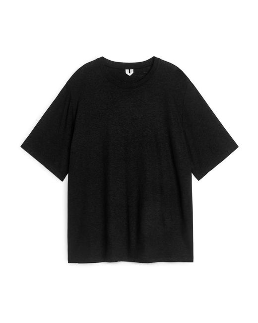 ARKET Black Oversized-T-Shirt Aus Leinenmischung