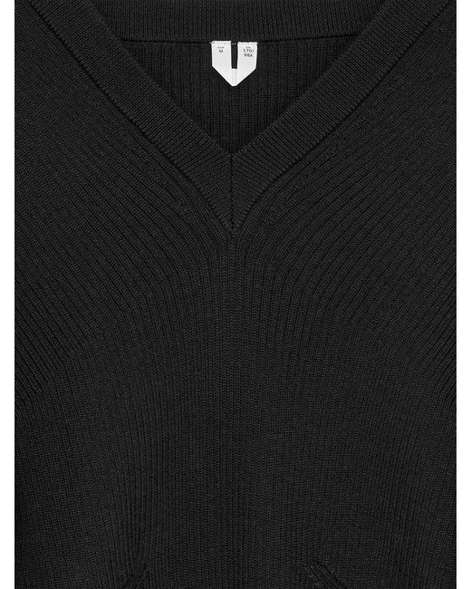 ARKET Black V-Neck Wool-Cotton Jumper