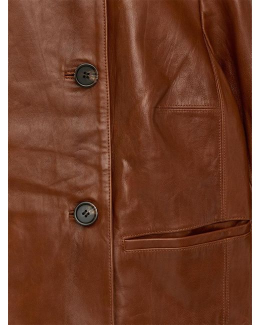 ARKET White Double-Breasted Leather Jacket