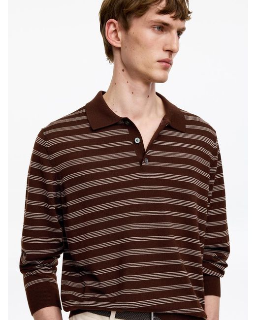 ARKET Brown Merino Polo Jumper for men