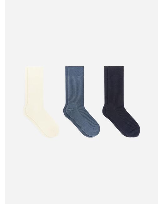 ARKET Blue Supima Cotton Rib Socks Set Of 3 Pairs for men